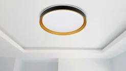 Plafonnier LED TUNIS 39 cm metal plastique noir-or style moderne dimmable memoire hauteur 7,5 cm