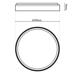 Plafonnier LED TUNIS 39 cm metal plastique noir-or style moderne dimmable memoire hauteur 7,5 cm