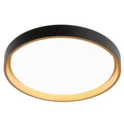 Plafonnier LED TUNIS 39 cm metal plastique noir-or style moderne dimmable memoire hauteur 7,5 cm