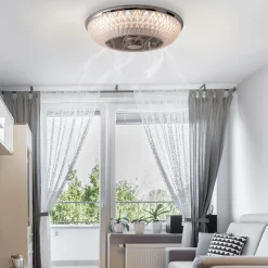 Plafonnier LED VIENTO metal plastique avec ventilateur LED integrees pour pieces habitation ou bureau