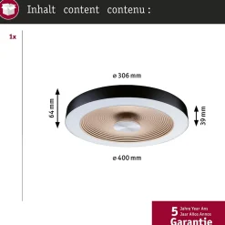 Plafonnier LED Volea IP44 3000K 1300lm / 0lm 230V 4W / 18,5W gradable Noir Doré