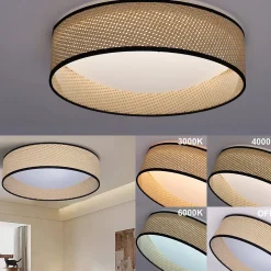 Plafonnier LED 30W Abatjour en Rotin 40cm CCT 3000K4000K6000K