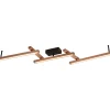 Plafonnier LED 36W, 4200 Lm, Bois naturel, Noir mat, Commande à distance - Trio - Bellari