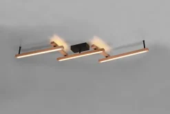 Plafonnier LED 36W, 4200 Lm, Bois naturel, Noir mat, Commande à distance - Trio - Bellari