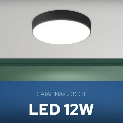 Plafonnier LED 12W 1050 lm 3CCT 12 cm IP20 rond noir CATALINA HOROZ