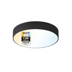 Plafonnier LED 12W 1050 lm 3CCT 12 cm IP20 rond noir CATALINA HOROZ