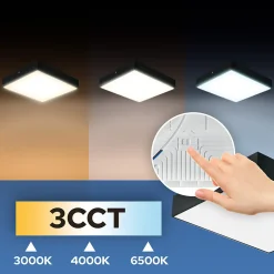 Plafonnier LED 12W 1050 lm 3CCT 12x12 cm IP20 carré noir CATALINA/S HOROZ