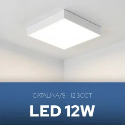 Plafonnier LED 12W 1050 lm 3CCT 12x12 cm IP20 carré blanc CATALINA/S HOROZ