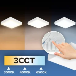 Plafonnier LED 12W 1050 lm 3CCT 12x12 cm IP20 carré blanc CATALINA/S HOROZ