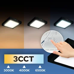 Plafonnier LED 12W 1050 lm 3CCT 14x14 cm IP20 carré noir SELENA HOROZ