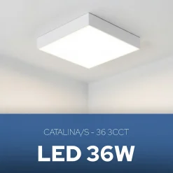 Plafonnier LED 36W 3600 lm 3CCT 29,5x29,5 cm IP20 carré blanc CATALINA/S HOROZ