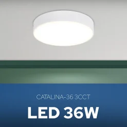Plafonnier LED 36W 3600 lm 3CCT 29,5 cm IP20 rond blanc CATALINA HOROZ