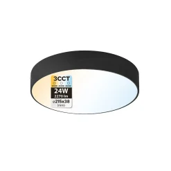 Plafonnier LED 24W 2270 lm 3CCT 21,5 cm IP20 rond noir CATALINA HOROZ