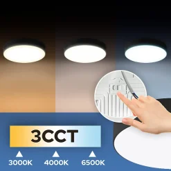 Plafonnier LED 24W 2270 lm 3CCT 21,5 cm IP20 rond noir CATALINA HOROZ