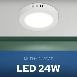 Plafonnier LED 24W 2270 lm 3CCT 22 cm IP20 rond blanc MILENA HOROZ