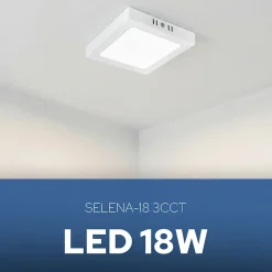 Plafonnier LED 18W 1660 lm 3CCT 17,3x17,3 cm IP20 carré blanc SELENA HOROZ