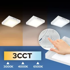 Plafonnier LED 18W 1660 lm 3CCT 17,3x17,3 cm IP20 carré blanc SELENA HOROZ