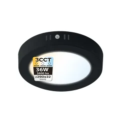 Plafonnier LED 36W 3600 lm 3CCT 29 cm IP20 rond noir MILENA HOROZ