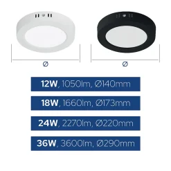 Plafonnier LED 36W 3600 lm 3CCT 29 cm IP20 rond noir MILENA HOROZ