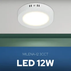 Plafonnier LED 12W 1050 lm 3CCT 14 cm IP20 rond blanc MILENA HOROZ
