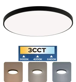 Plafonnier LED 24W 1680 lm 3CCT 3000K / 4200K / 6400K IP20 rond noir-1 pc