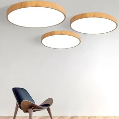 Plafonnier LED 18W Bois Chêne 28cm - Blanc Neutre 4000K - 5500K - SILAMP