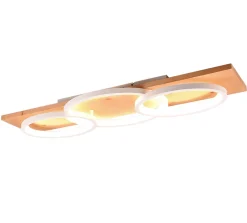 Plafonnier LED 40W bois naturel 3000K 4700lm blanc mat - Trio - Barca