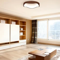 Plafonnier LED 24W Lumière 3000K Moderne avec Grain de Bois Economie Energie pour Salon Salle à manger Classe énergétique F