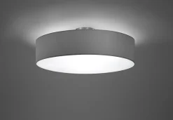 Plafonnier LED 3xE27, max. 60W, Gris, Nickel Mat, Tissu - Trio - Hotel