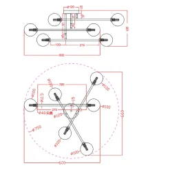 Plafonnier Light Prestige Dorado noir 6 x G9 1 pc.