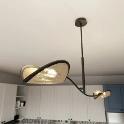 Plafonnier LOTUS 2 BLACK/RATTAN, Emibig Lighting, Fabriqué en EU