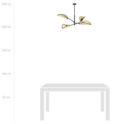 Plafonnier LOTUS 4 BLACK/RATTAN, Emibig Lighting, Fabriqué en EU