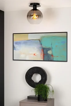 Plafonnier MARIUS en verre avec 1xE27 - Noir - Lucide