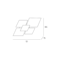 Plafonnier moderne 1088/90-BI Verre Blanc 4xE27