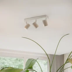 Plafonnier moderne blanc 3 lumières réglable rectangulaire - Jeana