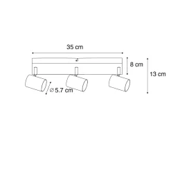 Plafonnier moderne bronze 3 lumières rectangulaire réglable - Jeana