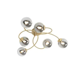 Plafonnier moderne doré 6 lumières avec verre fumé - Athènes