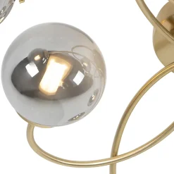 Plafonnier moderne doré 6 lumières avec verre fumé - Athènes