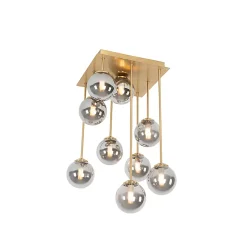 Plafonnier moderne doré 9 lumières avec verre fumé - Athènes