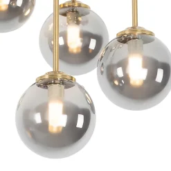 Plafonnier moderne doré 9 lumières avec verre fumé - Athènes