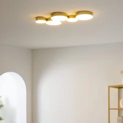 Plafonnier moderne doré 5 spots lumineux LED - Skavi