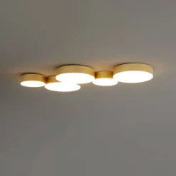 Plafonnier moderne doré 5 spots lumineux LED - Skavi
