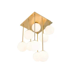 Plafonnier moderne doré avec verre opale 9 lumières - Athènes