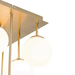 Plafonnier moderne doré avec verre opale 9 lumières - Athènes