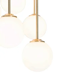 Plafonnier moderne doré avec verre opale 9 lumières - Athènes