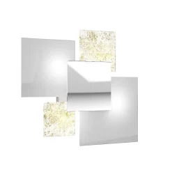 Plafonnier moderne 1088/45-FO Verre Blanc et Feuille d'Or 4xG9