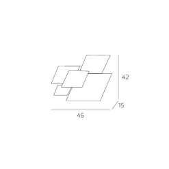 Plafonnier moderne 1088/45-FO Verre Blanc et Feuille d'Or 4xG9