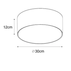 Plafonnier moderne gris 30 cm avec intérieur doré - Drum