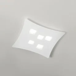 Plafonnier moderne Isotta 5 lumières GX53 blanc - Plafonnier courbé en métal 50x55cm, géométrique, max 5x8W, ampoules exclues