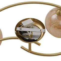 Plafonnier moderne laiton avec verre ambré 4 lumières - Alanis